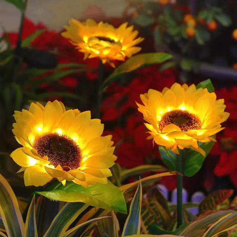 Solar Sunflower LED Lights (3 Flower or 1 Flower)