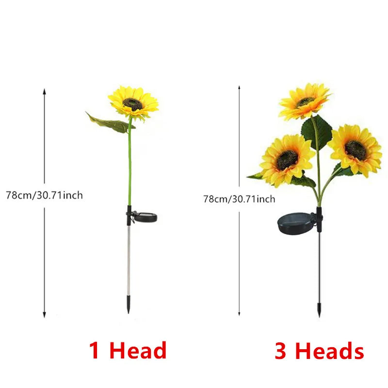 Solar Sunflower LED Lights (3 Flower or 1 Flower)
