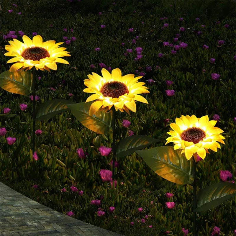 Solar Sunflower LED Lights (3 Flower or 1 Flower)