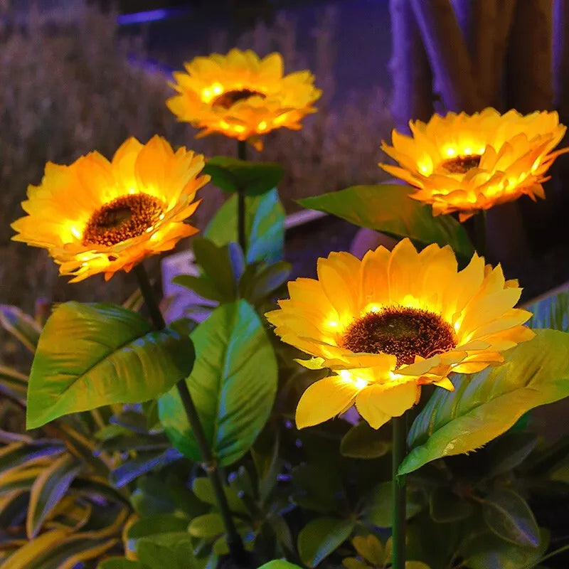 Solar Sunflower LED Lights (3 Flower or 1 Flower)