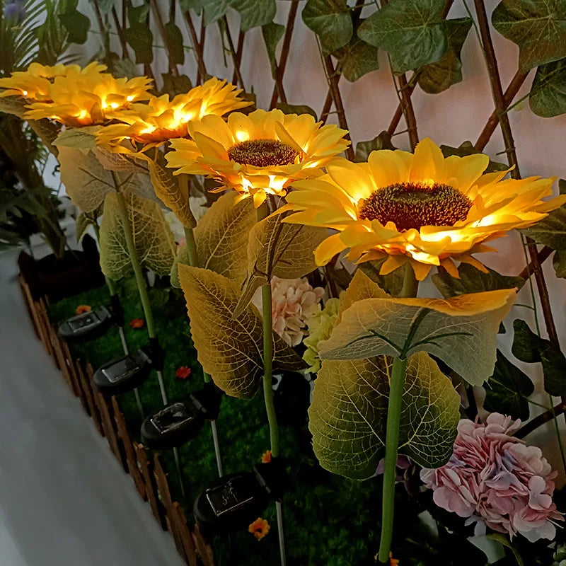 Solar Sunflower LED Lights (3 Flower or 1 Flower)