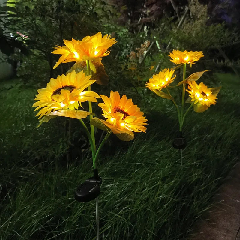 Solar Sunflower LED Lights (3 Flower or 1 Flower)