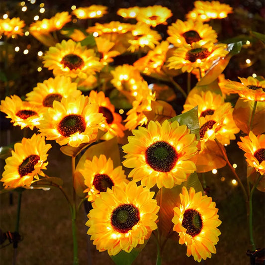Solar Sunflower LED Lights (3 Flower or 1 Flower)