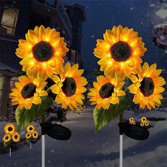 Solar Sunflower LED Lights (3 Flower or 1 Flower)